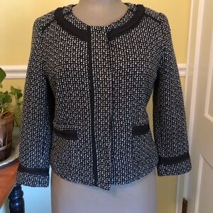 Sandro Sportswear Women’s Black and White Tweed Blazer Jacket Size S